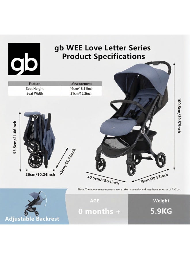 جي بي عربة أطفال خفيفة الوزن للسفر من gb WEE، مناسبة للأطفال الرضع والصغار، متوافقة مع معايير أمتعة الطيران المحمولة، لون أزرق داكن - Image 3